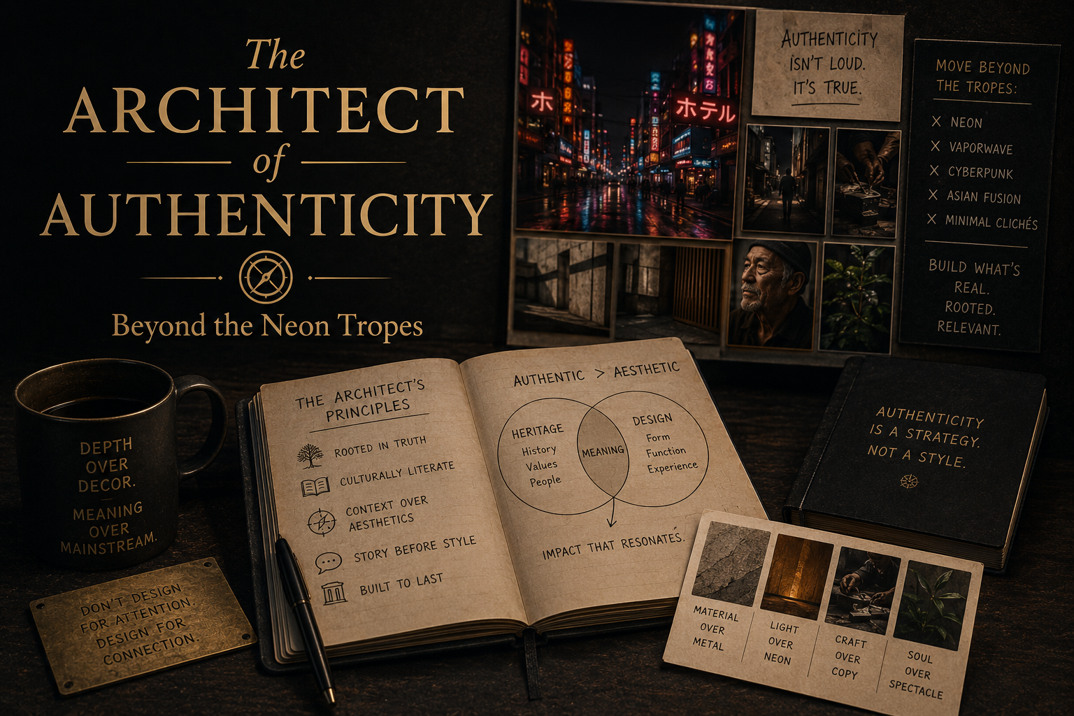 Architect of authenticity moodboard design