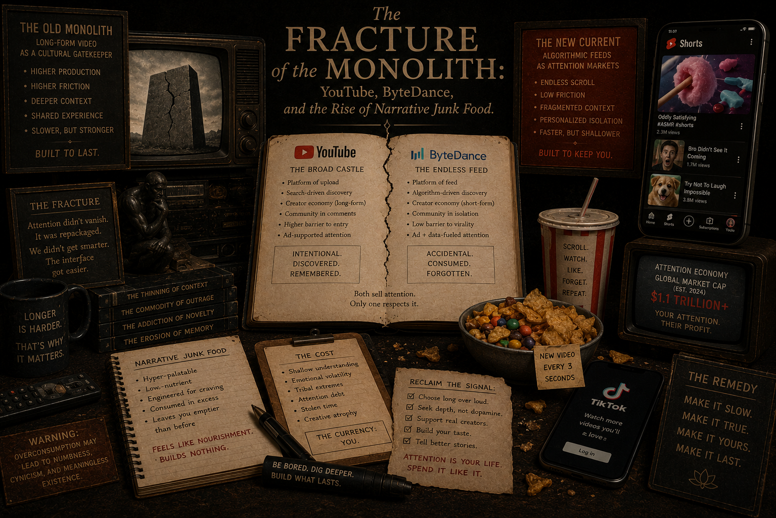 The Fracture of the Monolith YouTube, ByteDance, and the Rise of Narrative Junk Food.